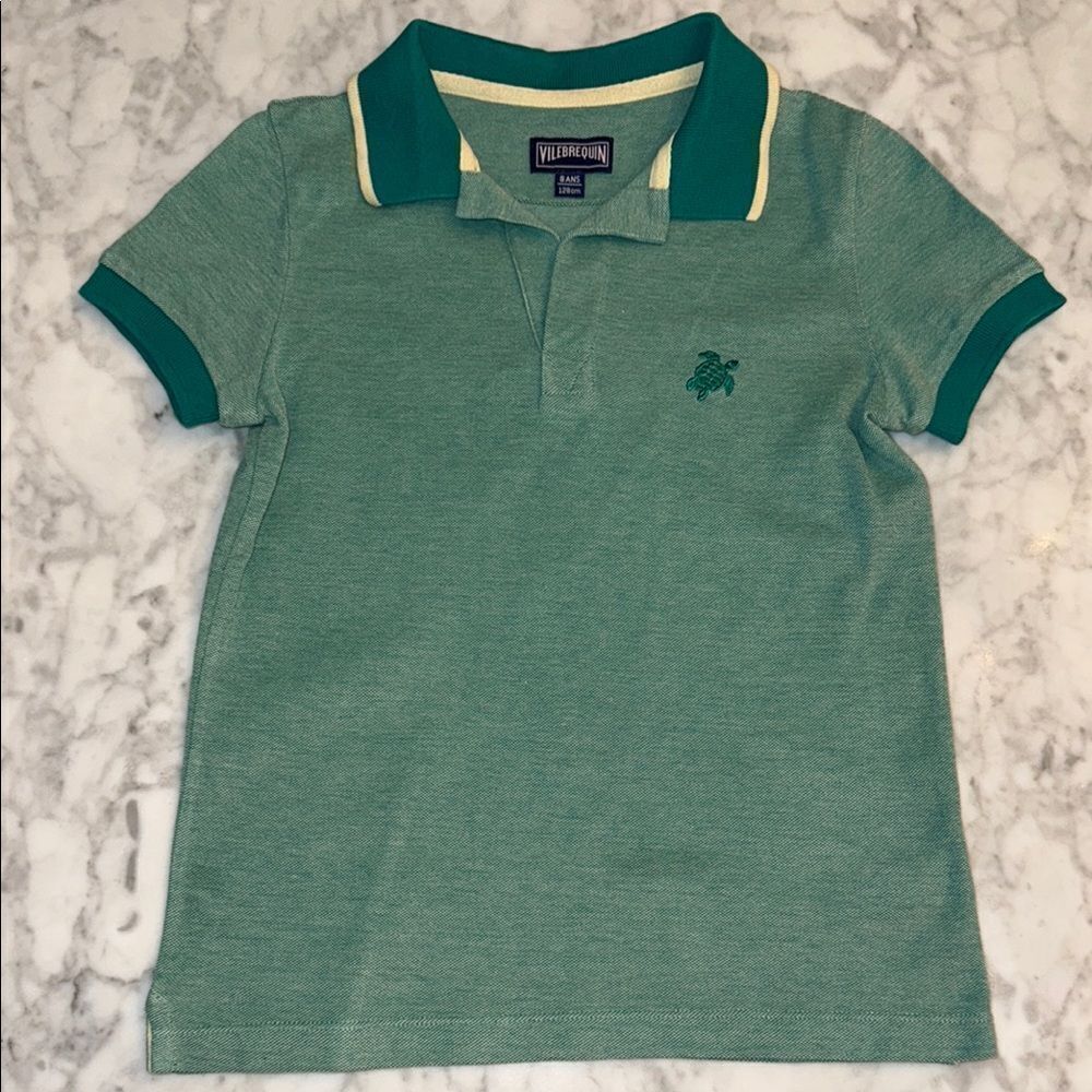 VILEBREQUIN BOYS GREEN TWO TONE POLO 8
